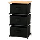 ナチュラルテイスト ファブリックチェスト(3段1列 引出し3杯 ライトブラウン/ブラック) 3枚目画像