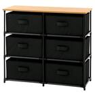 ナチュラルテイスト ファブリックチェスト(3段2列 引出し6杯 ライトブラウン/ブラック) 3枚目画像