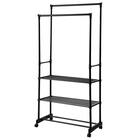 シェルフ付き 2段パイプハンガーラック(ブラック) 1枚目画像