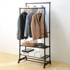 シェルフ付き 2段パイプハンガーラック(ブラック) 3枚目画像