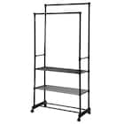 シェルフ付き 2段パイプハンガーラック(ブラック) 3枚目画像