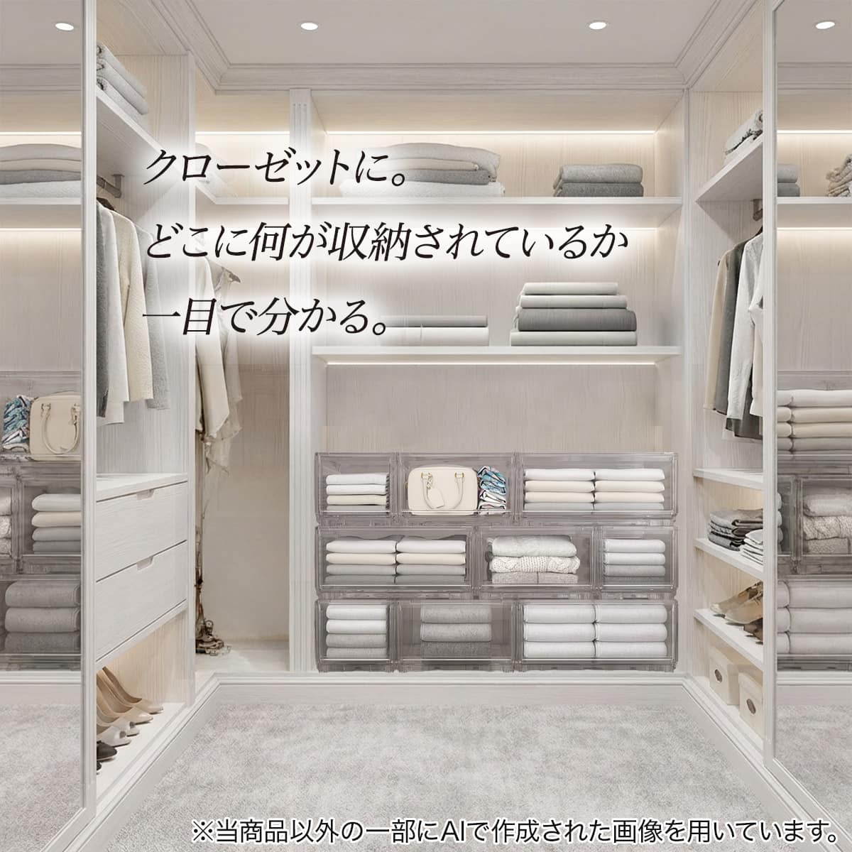 組合せ可能な 透明収納ケース 4点セット (幅78cm×高さ48cm NS5224-2