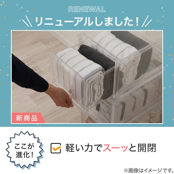 組合せ可能な 透明収納ケース 4点セット (幅78cm×高さ48cm NS5224-2) 10枚目画像