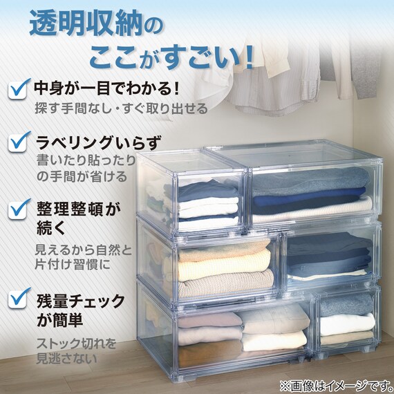 組合せ可能な 収納ケース2 透明(幅26cm×高さ24cm NS2624) 2枚目画像