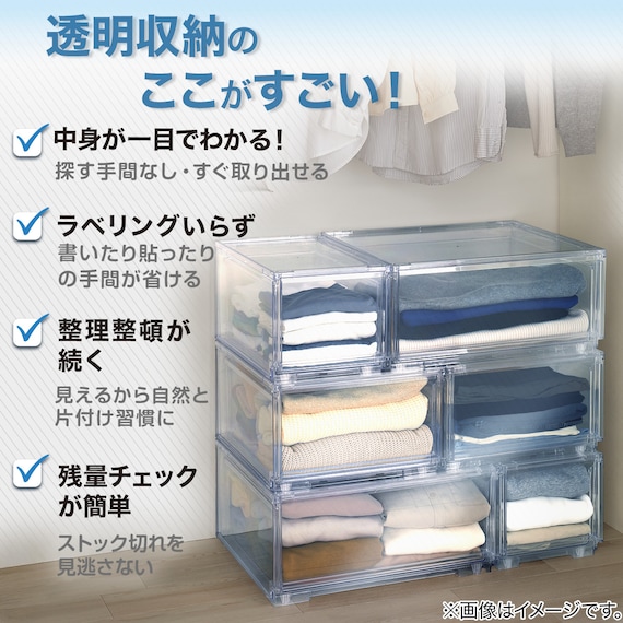 組合せ可能な 収納ケース2 透明(幅26cm×高さ24cm NS2624) 2枚目画像