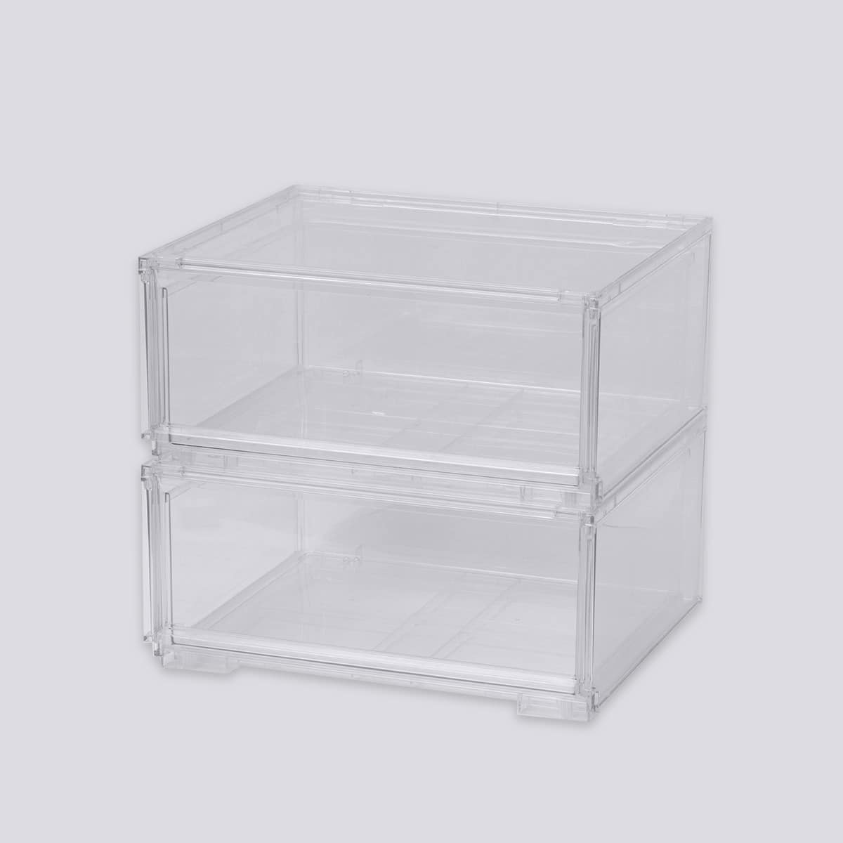組合せ可能な 透明収納ケース 2点セット (幅52cm×高さ48cm NS5224-2