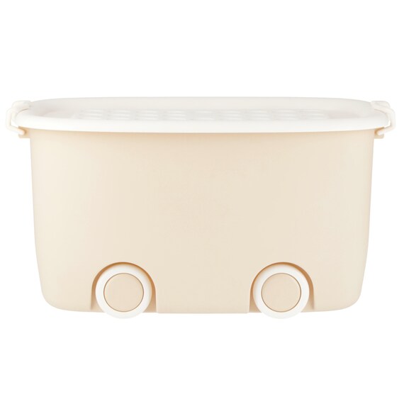 おもちゃにぴったり キャスター付きトイボックス【深型おもちゃ箱】(ベージュ/ホワイト) 5枚目画像