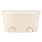 おもちゃにぴったり キャスター付きトイボックス【深型おもちゃ箱】(ベージュ/ホワイト) 5枚目画像