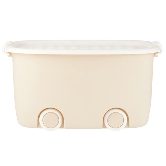 おもちゃにぴったり キャスター付きトイボックス【深型おもちゃ箱】(ベージュ/ホワイト) 5枚目画像