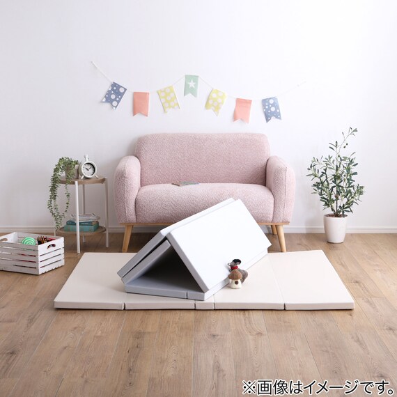 折りたたみ式キッズプレイマット Lサイズ(160×200cm) (GY) 6枚目画像