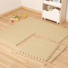 極厚2cm 制菌・抗菌・防音・滑り止め付き 起毛パズルマット4枚 ふち付き(ベージュ SN01 57×57cm) 1枚目画像