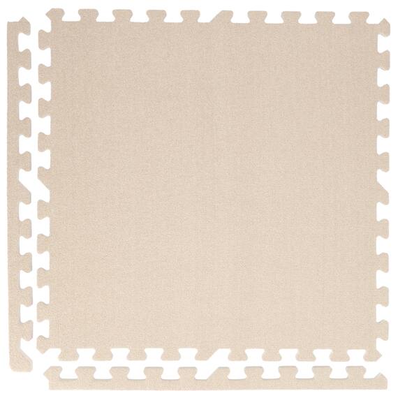 極厚2cm 制菌・抗菌・防音・滑り止め付き 起毛パズルマット4枚 ふち付き(ベージュ SN01 57×57cm) 4枚目画像