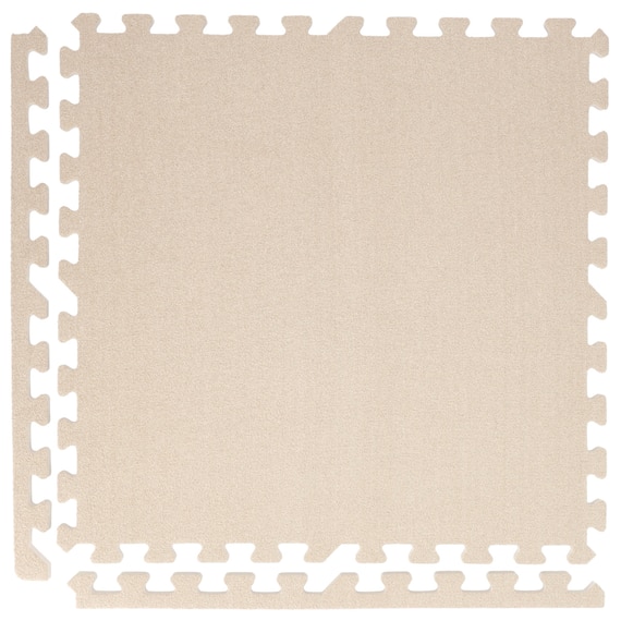 極厚2cm 制菌・抗菌・防音・滑り止め付き 起毛パズルマット4枚 ふち付き(ベージュ SN01 57×57cm) 4枚目画像