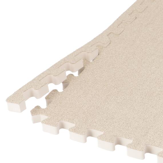 極厚2cm 制菌・抗菌・防音・滑り止め付き 起毛パズルマット4枚 ふち付き(ベージュ SN01 57×57cm) 6枚目画像