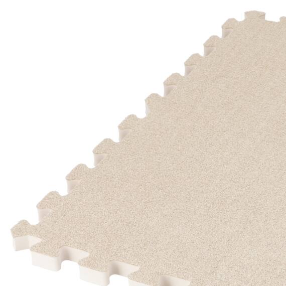 極厚2cm 制菌・抗菌・防音・滑り止め付き 起毛パズルマット4枚 ふち付き(ベージュ SN01 57×57cm) 7枚目画像