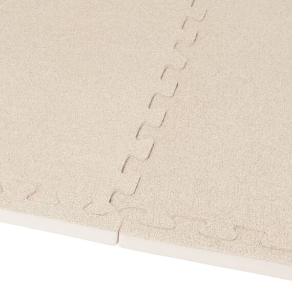 極厚2cm 制菌・抗菌・防音・滑り止め付き 起毛パズルマット4枚 ふち付き(ベージュ SN01 57×57cm) 9枚目画像