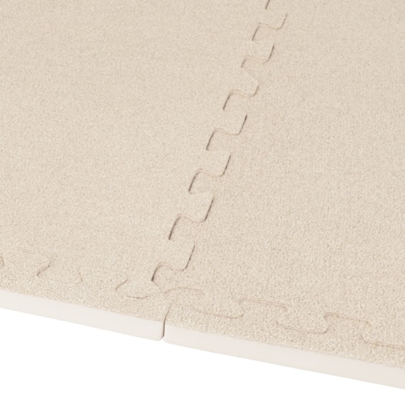 極厚2cm 制菌・抗菌・防音・滑り止め付き 起毛パズルマット4枚 ふち付き(ベージュ SN01 57×57cm) 9枚目画像