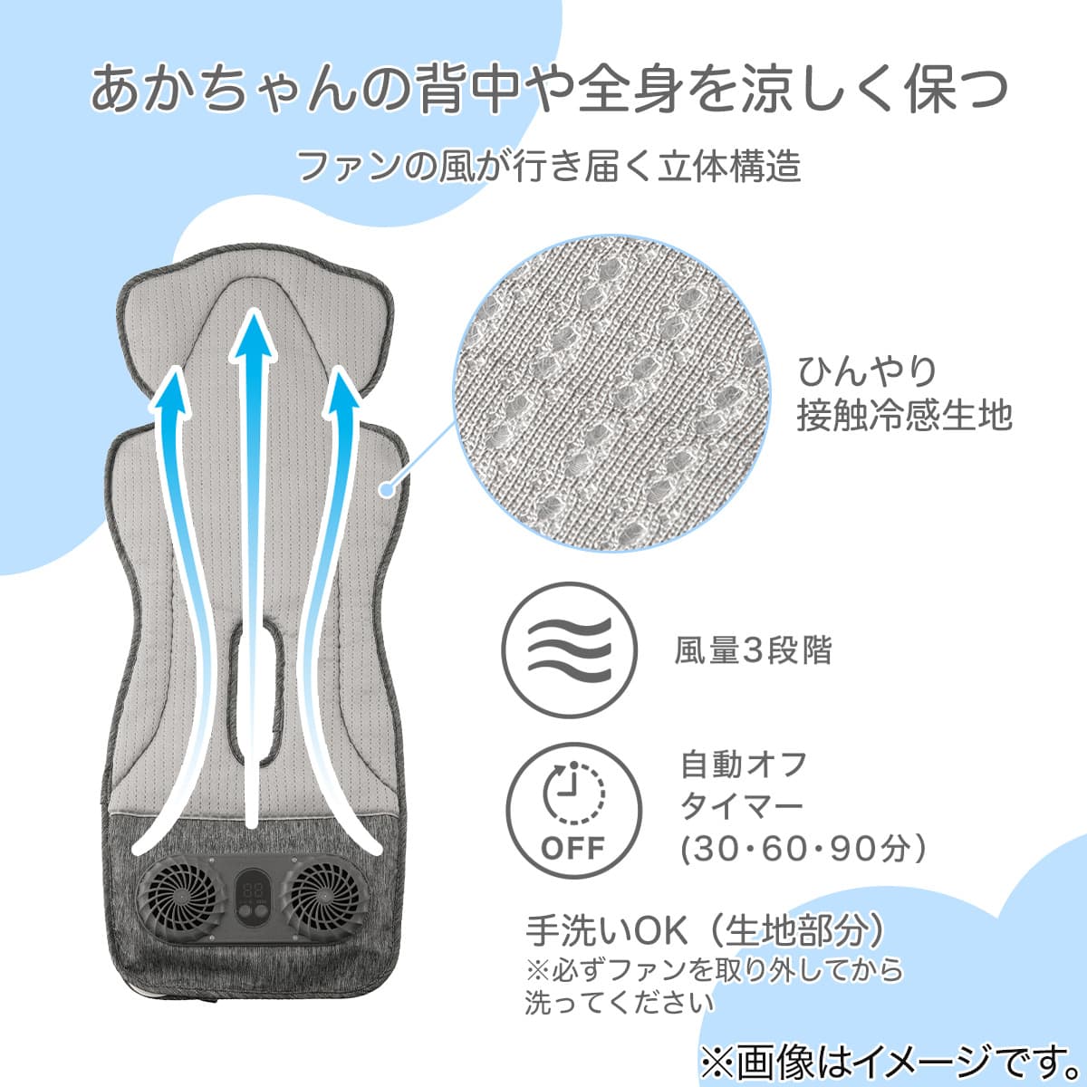 ひんやり接触冷感 ファン付きベビーカーシート(AR002) | ニトリネット