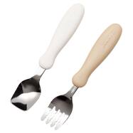 エジソンのフォーク＆スプーン(ベージュ＆ホワイト)