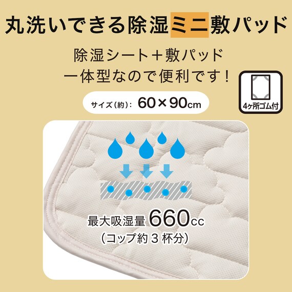 丸洗いできる除湿機能 ミニ敷パッド(MA01) 2枚目画像