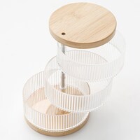 竹製フタ付き小物入れ 3段(RF007)