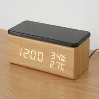 置くだけスマホ充電LED時計 ナチュラル (SC 003HT)