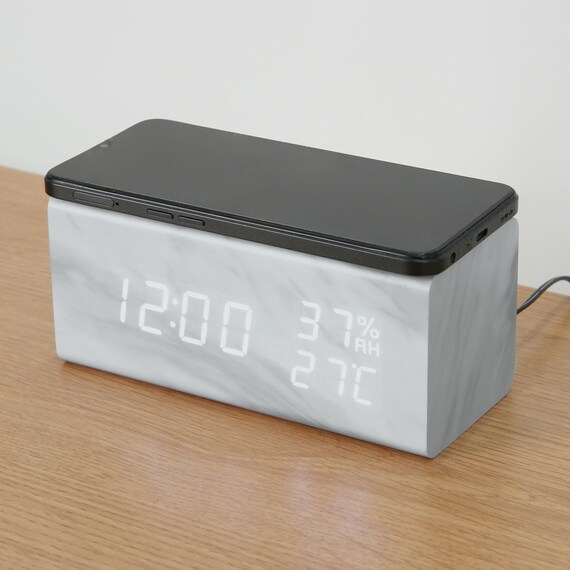 置くだけスマホ充電LED時計 ホワイト (SC 003HT) 1枚目画像