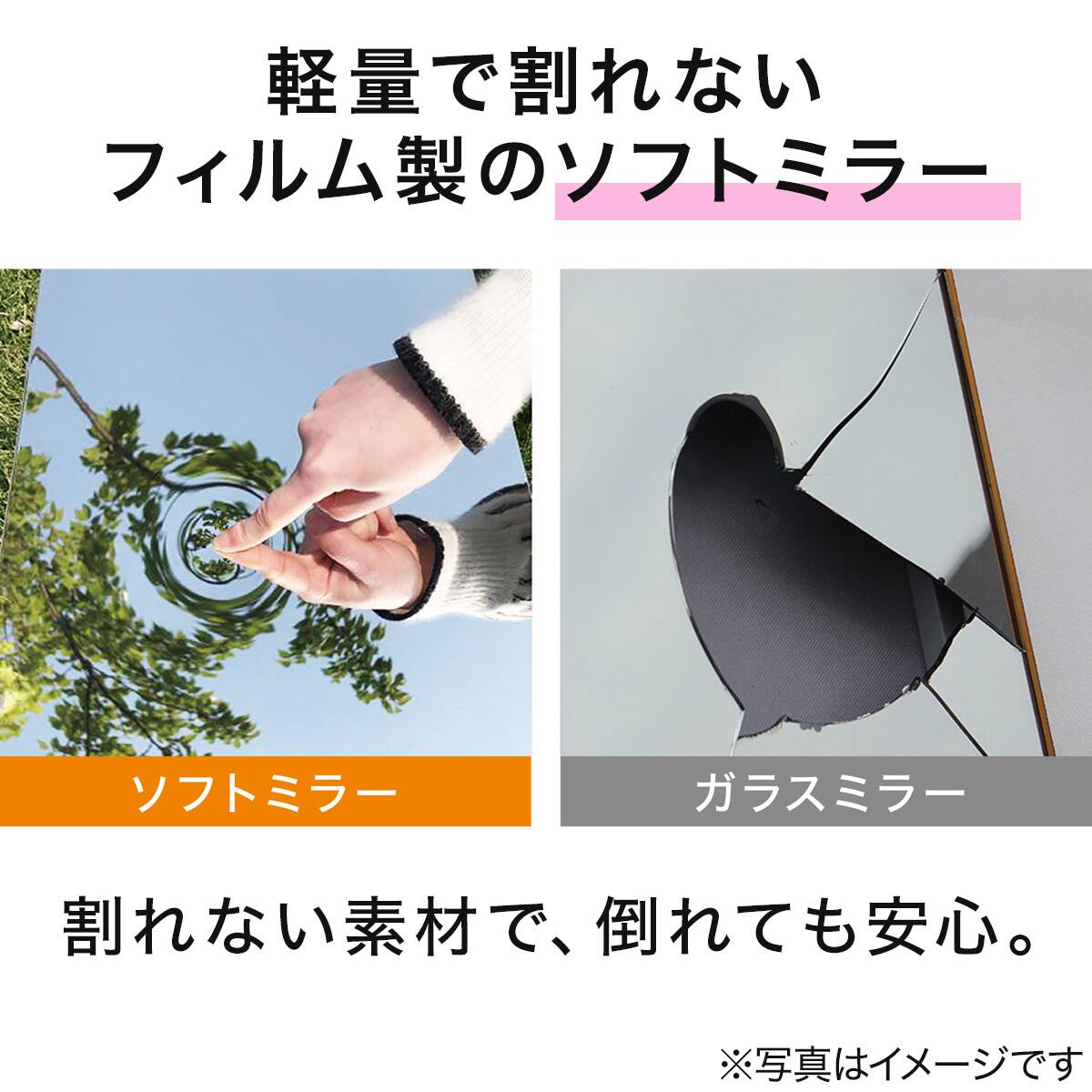割れない軽量フィルムミラー(幅100×高さ180cm) | ニトリネット【公式
