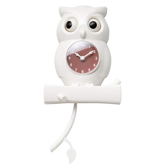 掛時計 フクロウ(ホワイト EL6111) 1枚目画像
