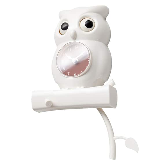 掛時計 フクロウ(ホワイト EL6111) 5枚目画像