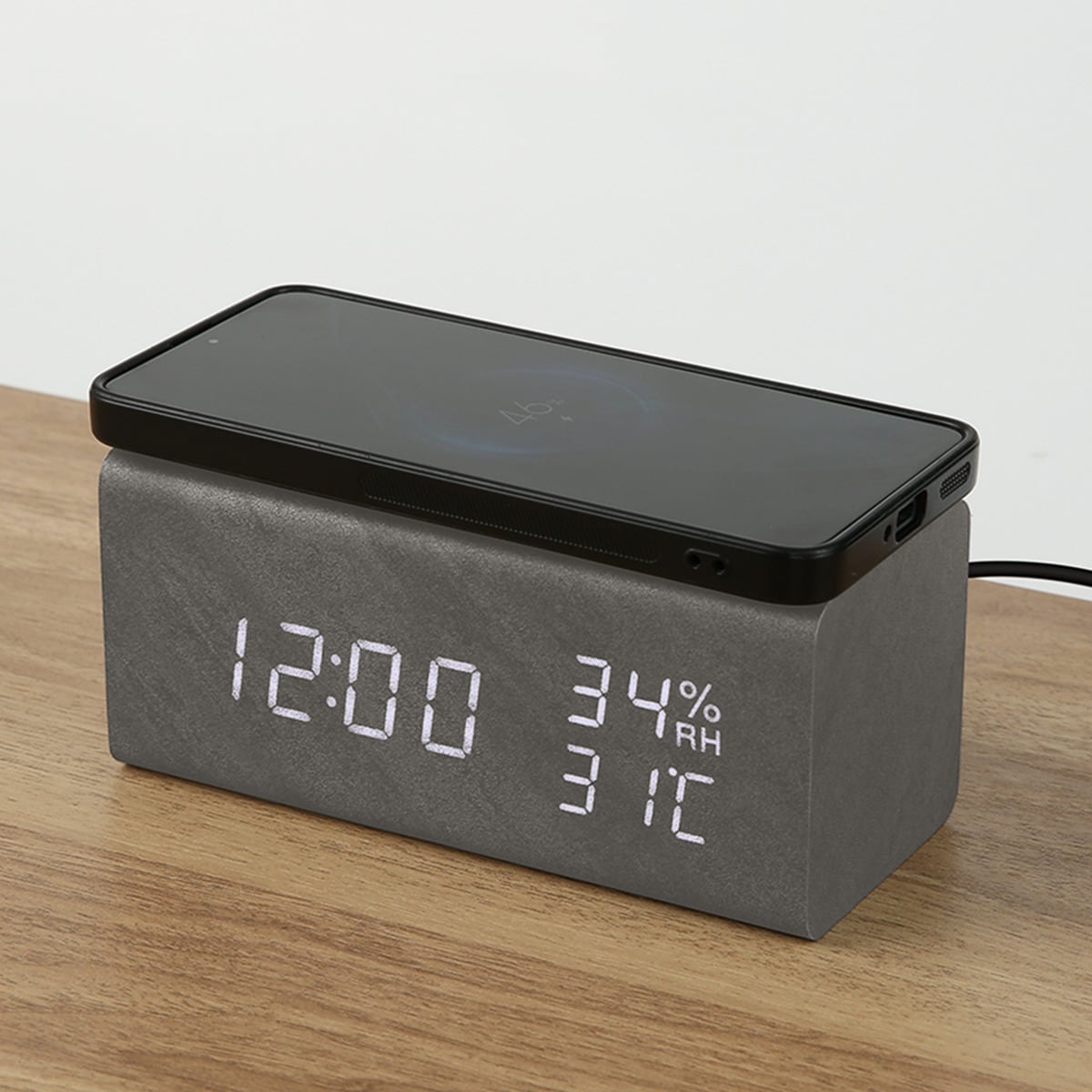 置くだけスマホ充電LED時計(ブラック 003HT) | ニトリネット【公式