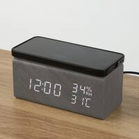 置くだけスマホ充電LED時計(ブラック 003HT)
