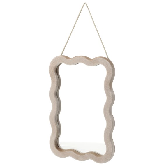 壁掛けミラー ウェーブ (ライトモカ HXDH25) 1枚目画像