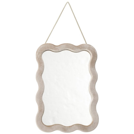 壁掛けミラー ウェーブ (ライトモカ HXDH25) 4枚目画像