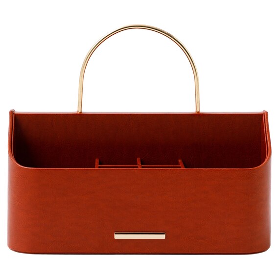 ハンドル付き コスメバスケット(ブラウン NH34) 3枚目画像