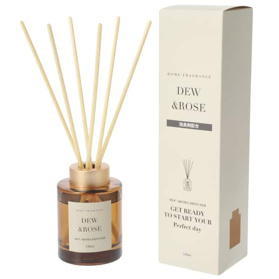 消臭剤配合アロマディフューザー(デュー&ローズ 120ml) 1枚目画像