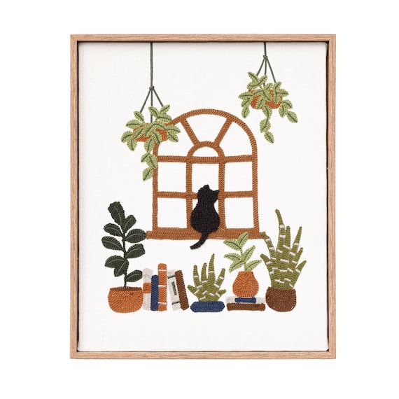 ウォールデコレーション(ネコ刺繍) 1枚目画像