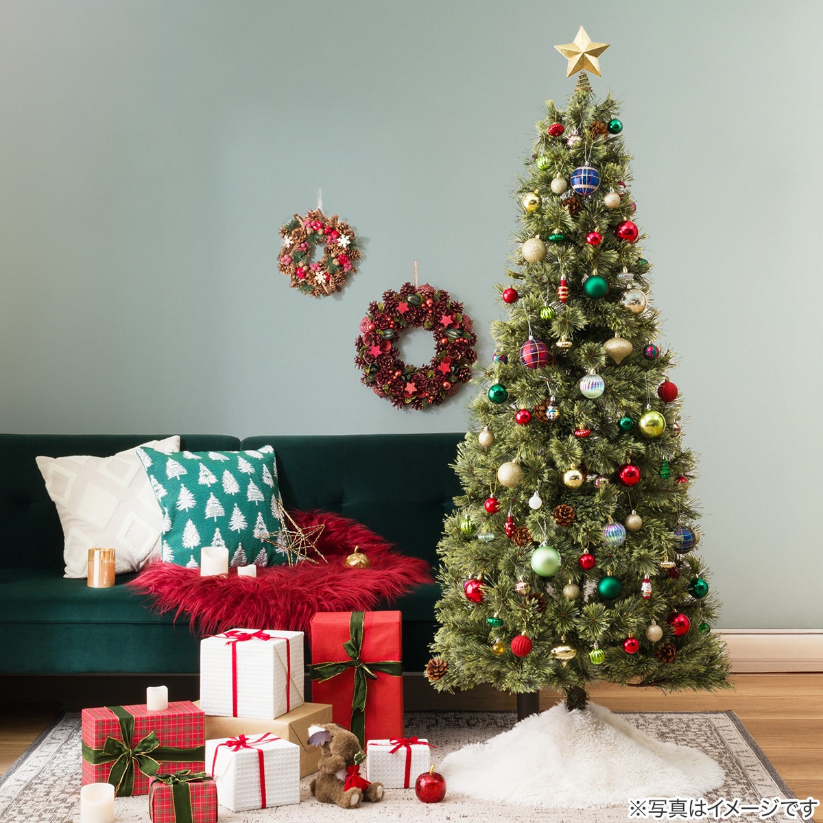 180cmツリー用】クリスマスオーナメントボールセット 71個 Red×Green