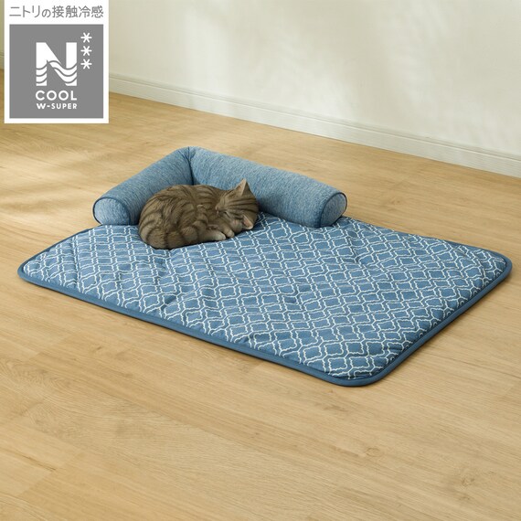 ペット消臭・滑り止め付き 接触冷感ペットあごのせ枕付マット L (NクールWSP L S253) 1枚目画像