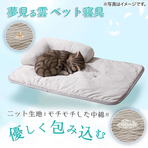 ペット消臭・滑り止め付き 夢見る雲 あごのせ枕付マット L 2枚目画像