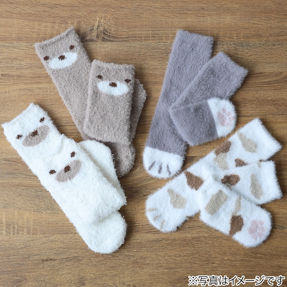 ルームソックス(カールモールクマ ブラウン NC) 2枚目画像