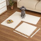 制菌・抗菌防臭 滑り止め付 起毛パズルマット 4枚 (アイボリー SN01 4P0.8) 1枚目画像