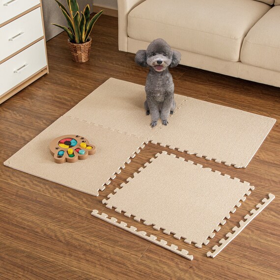 制菌・抗菌防臭 滑り止め付 起毛パズルマット 4枚 (ベージュ SN01 4P0.8) 1枚目画像