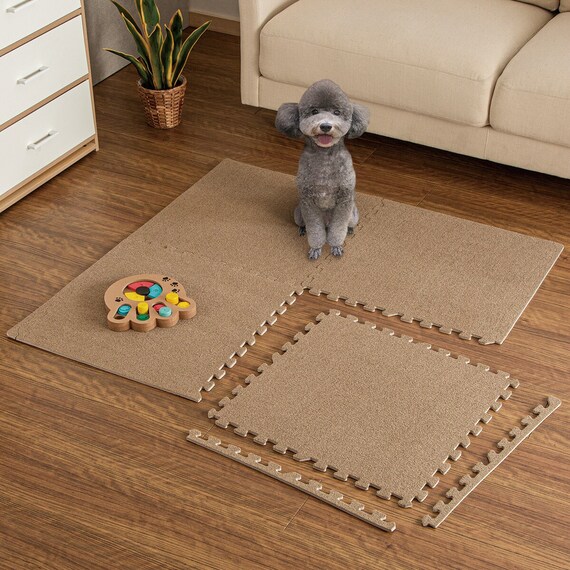 制菌・抗菌防臭 滑り止め付 起毛パズルマット 4枚 (ブラウン SN01 4P0.8) 1枚目画像