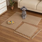 制菌・抗菌防臭 滑り止め付 起毛パズルマット 4枚 (ブラウン SN01 4P0.8) 1枚目画像