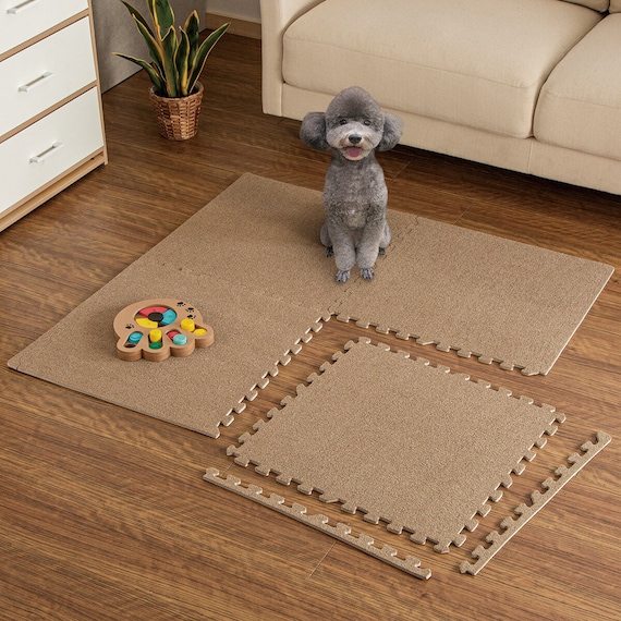 制菌・抗菌防臭 滑り止め付 起毛パズルマット 4枚 (ブラウン SN01 4P0.8) 1枚目画像