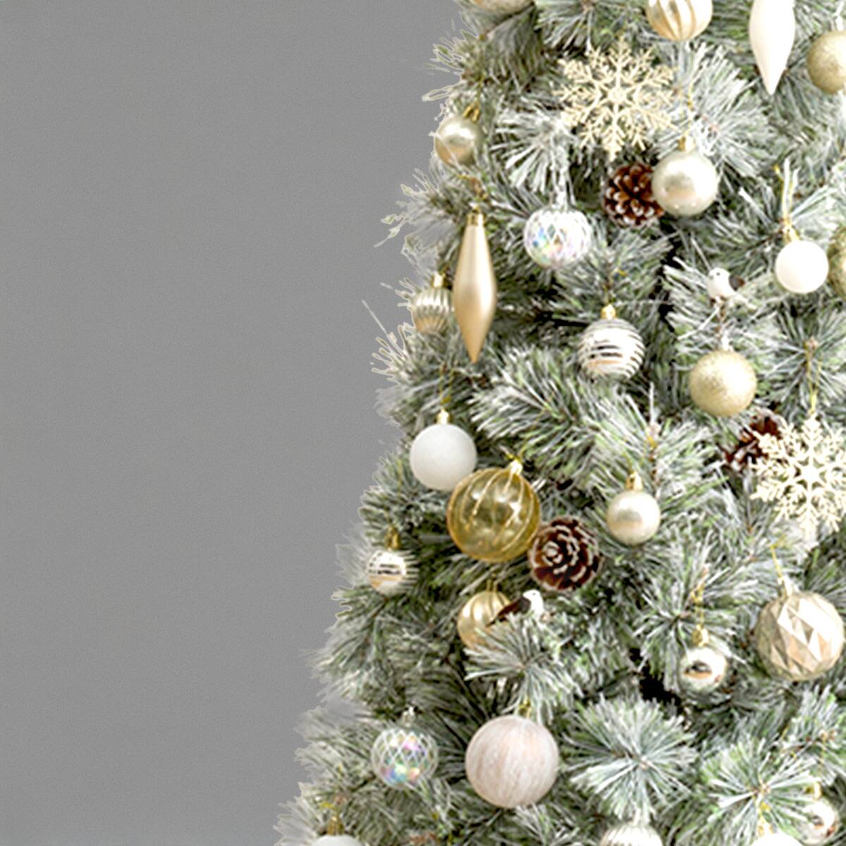 150cmツリー用】クリスマスオーナメントボールセット 48個 White×Gold