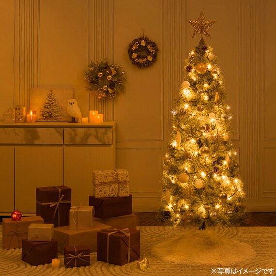 【White×Gold】クリスマスオーナメントセット ライト・スカート付き25 3枚目画像