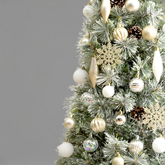 【120cmツリー用】クリスマスオーナメントボールセット 38個 White×Gold 4枚目画像