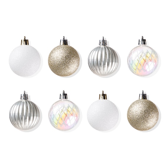 【120cmツリー用】クリスマスオーナメントボールセット 38個 White×Gold 7枚目画像